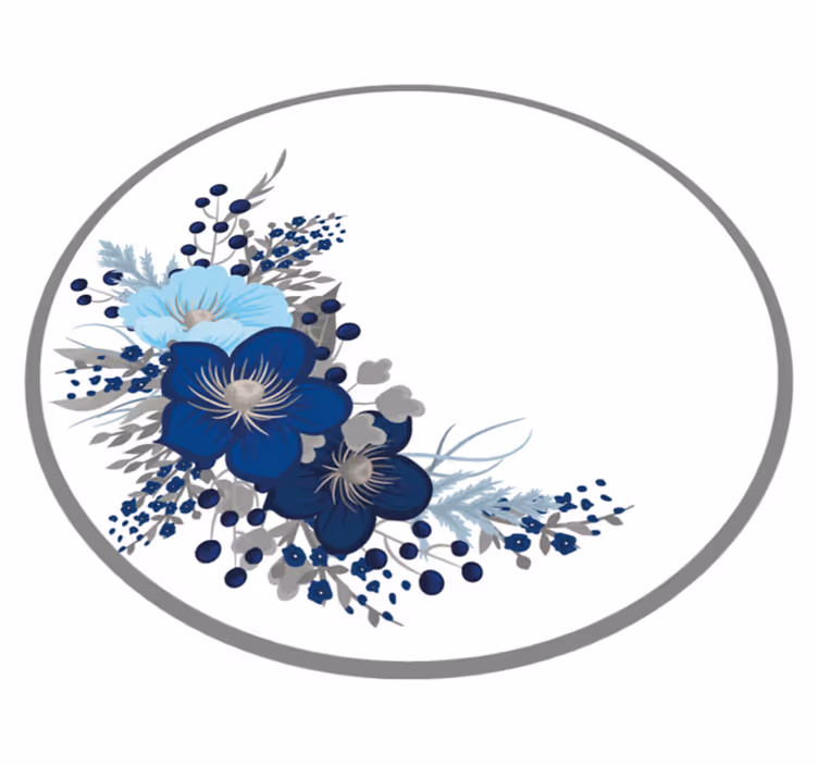 Covor floral cu coroană de flori albastre - TenStickers