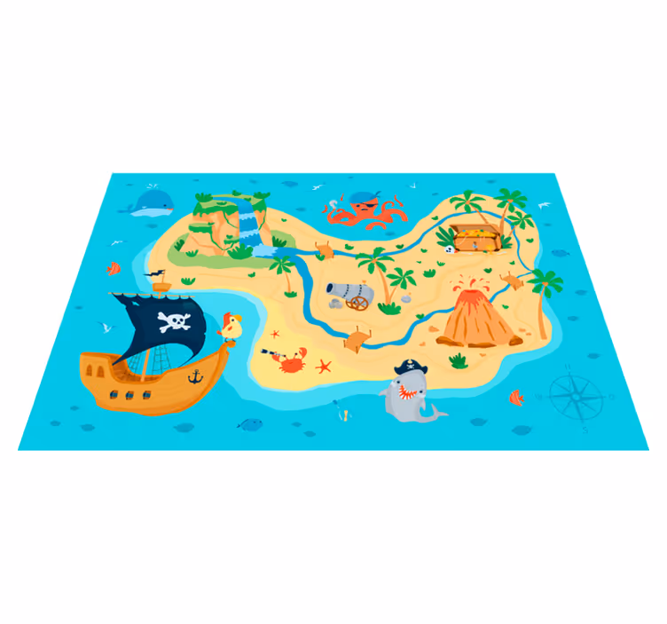 Covor de vinil jocuri hartă aventurii piraților - TenStickers