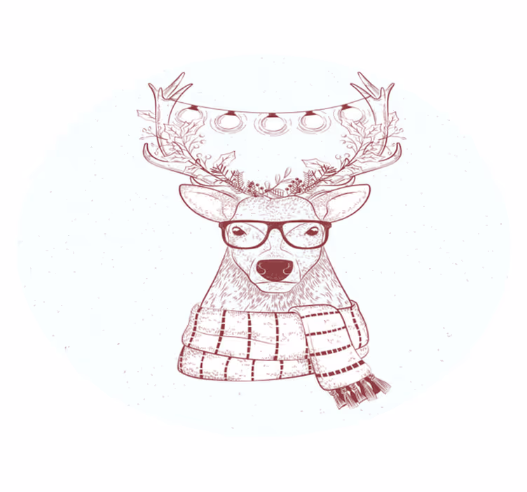 Covor vinil Crăciun ilustrație festivă a renului - TenStickers