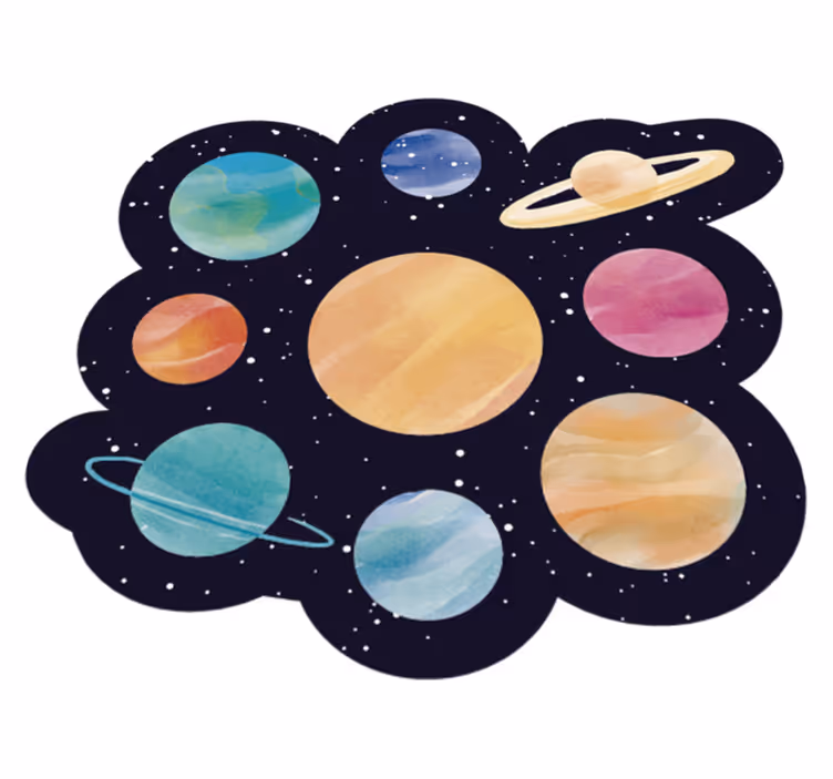 Covor de vinil pentru diferite planete pentru copii - TenStickers