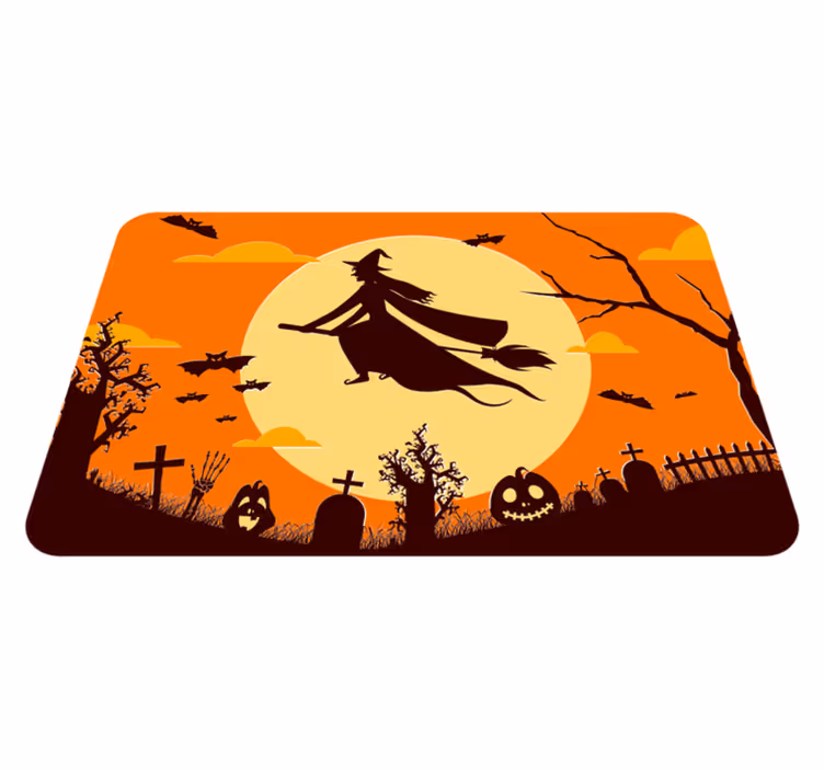 Covoare de halloween vrăjitoare zburătoare - TenStickers