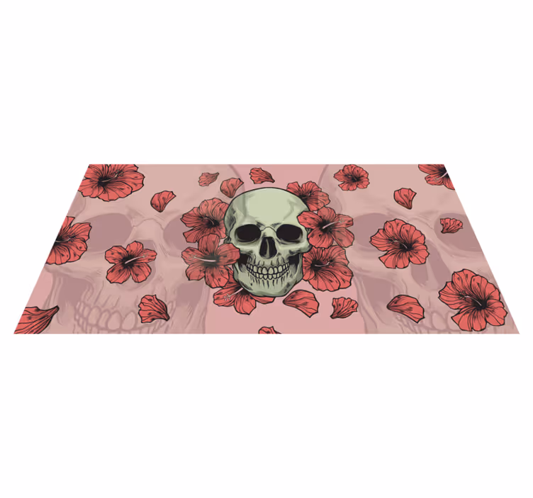 Craniu cu flori desenate manual covoare de halloween - TenStickers