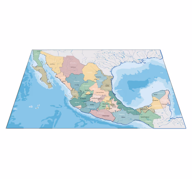 Covor de vinil harta lumii detaliu colorat al hărții - TenStickers