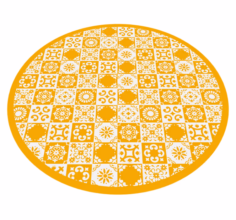 Covor vinil efect de țiglă mozaic circular ornamentat - TenStickers