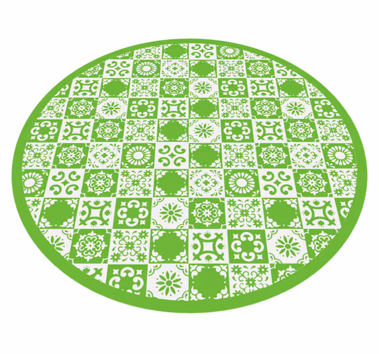 Covor de tigla verde si alb abstract - TenStickers