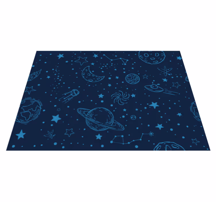 Covor de vinil pentru copii planete albastre - TenStickers