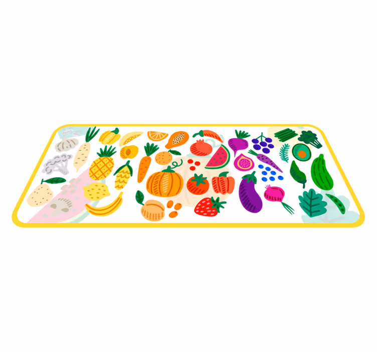 Covor vinil flori și plante model de fructe colorate - TenStickers