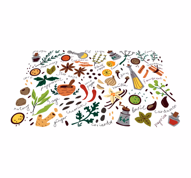 Covor de vinil pentru bucătărie design ilustrație condimente - TenStickers