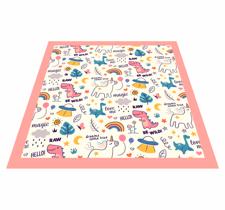 Covor de vinil pentru copii temă cu dinozauri colorate - TenStickers