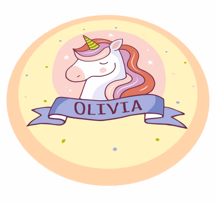 Unicorn cu covor cu nume personalizabil - TenStickers