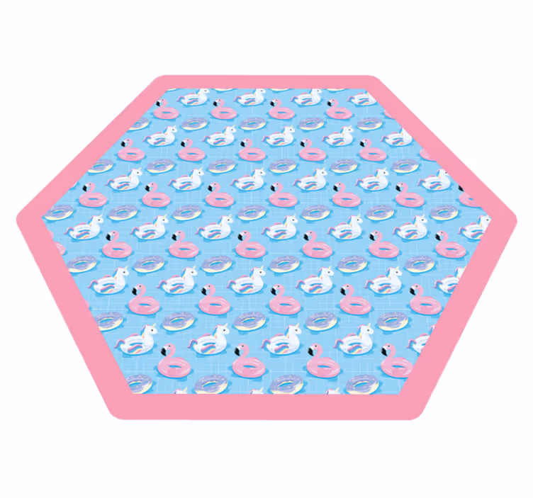 Covor de vinil pentru copii hexagon unicorn jucăuș - TenStickers