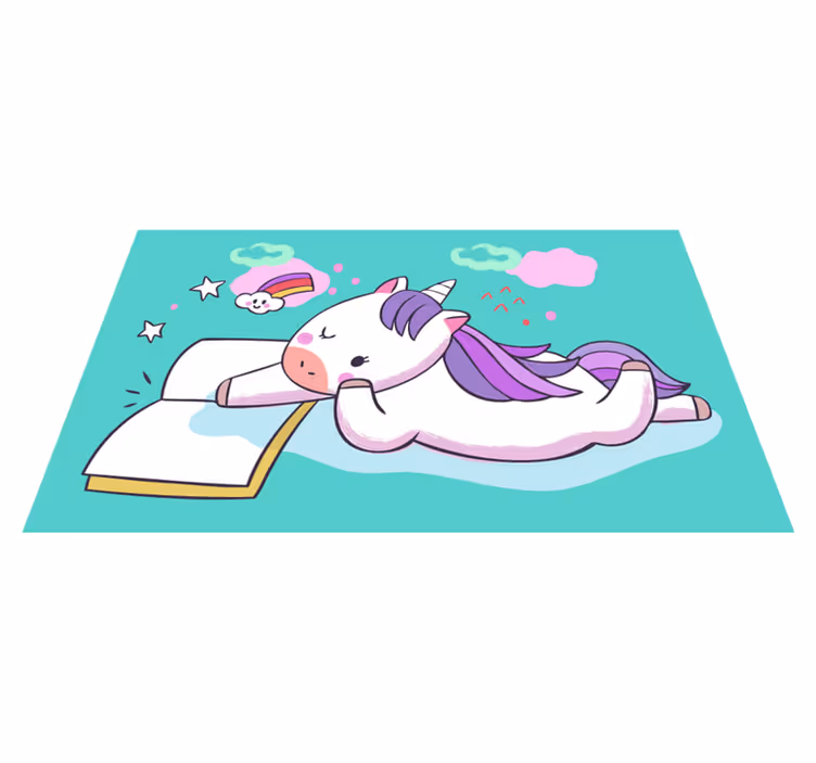 Covor de vinil pentru copii citind unicorn - TenStickers