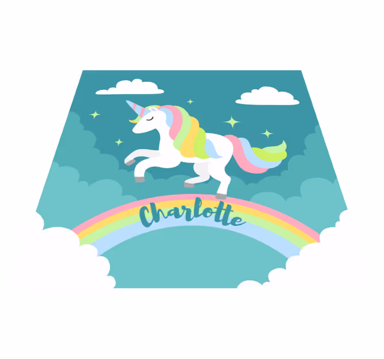 Covor de vinil pepiniere unicorn curcubeu personalizat - TenStickers
