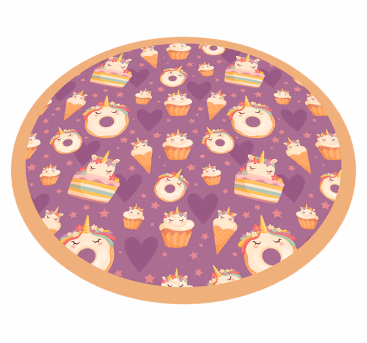 Covor de vinil pentru copii unicorn tratează rotund - TenStickers