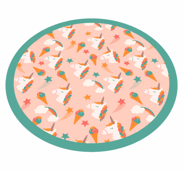 Covor de vinil pentru copii cerc cu motiv de unicorn - TenStickers