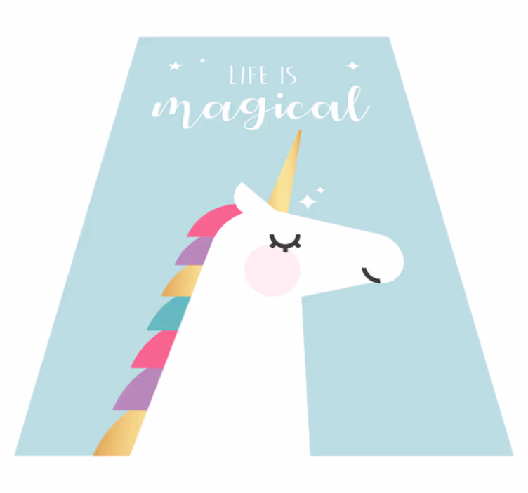 Covor de vinil pentru copii frază magică cu unicorn - TenStickers