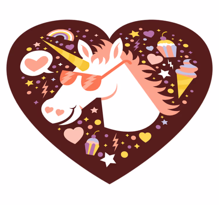 Covor de vinil pentru copii covor inimă unicorn - TenStickers