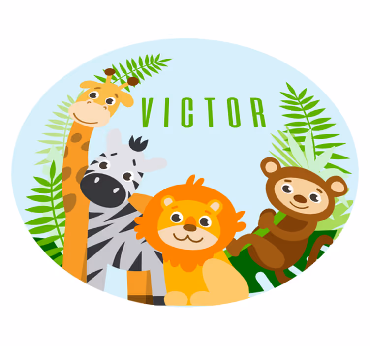 Covor de vinil cu nome safari personalizabil - TenStickers