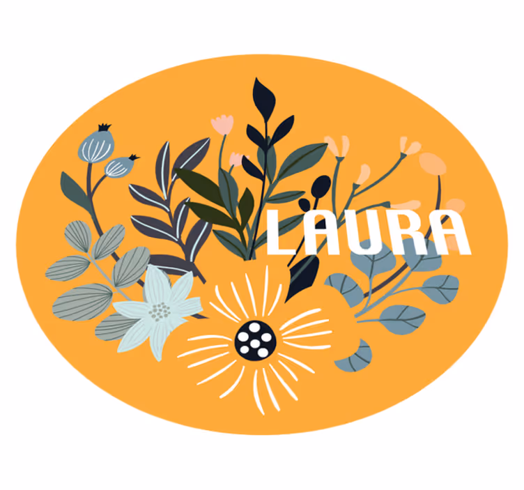 Covor de vinil cu nome emblemă florală personalizată - TenStickers