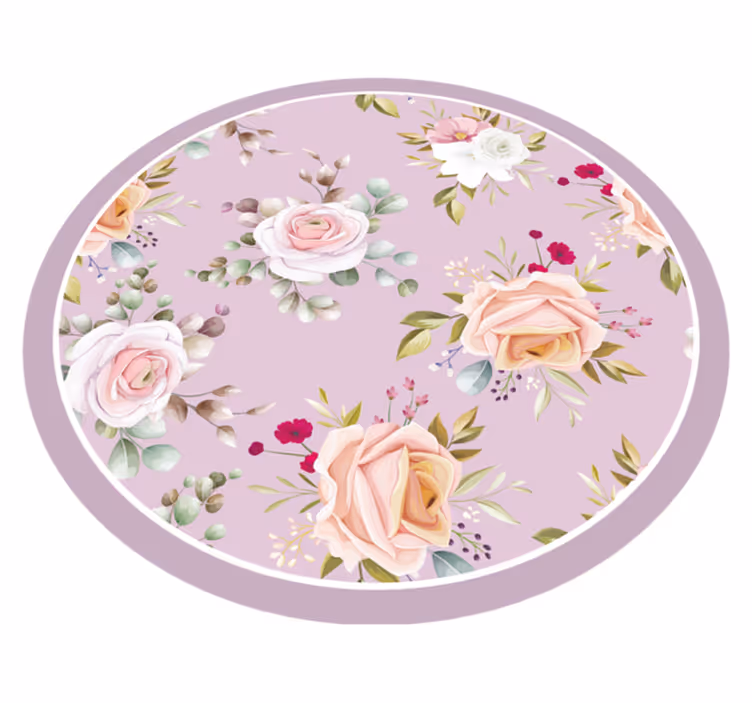 Covor dormitor cu model floral roz - TenStickers