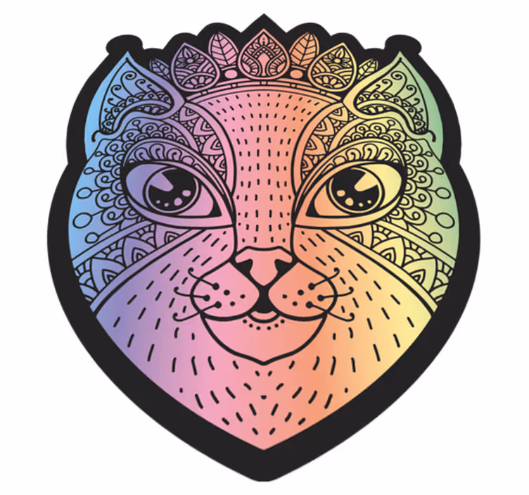 Covor vinil animal ilustrație pisică mandala - TenStickers
