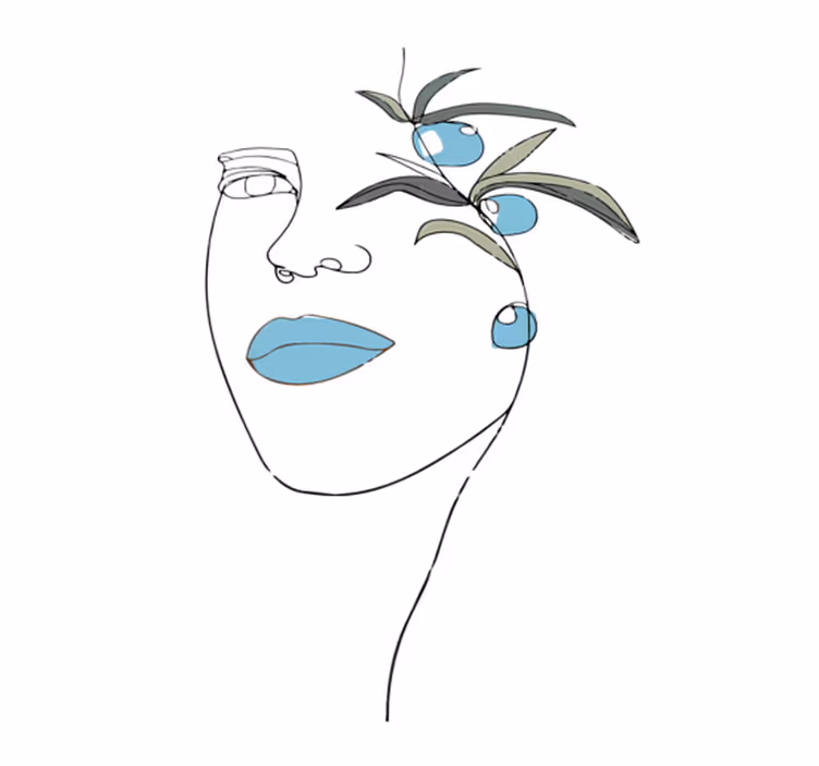 Covor vinil flori și plante artă în linie florală - TenStickers