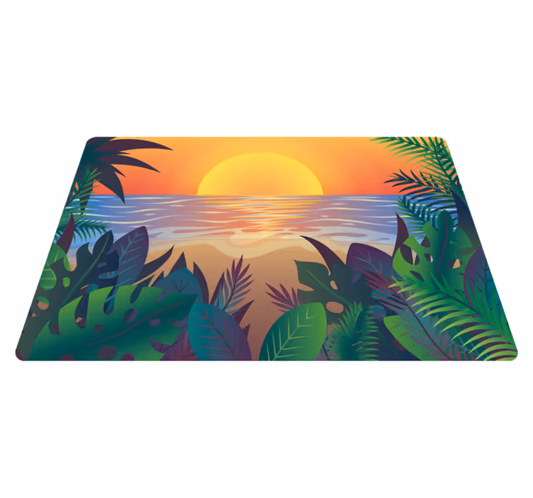 Covor vinil cu aspect de natura apus tropical - TenStickers
