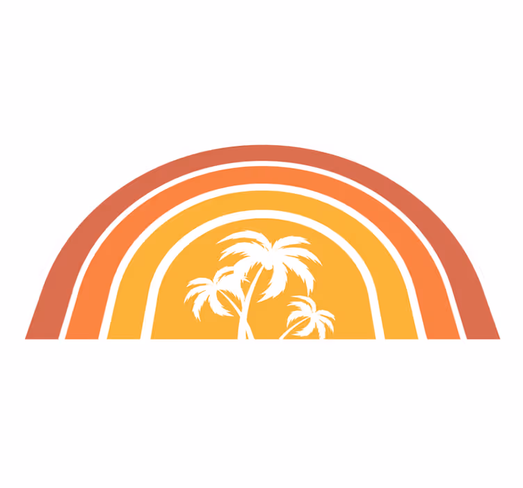 Covor vinil cu aspect de natura emblema apusului tropical - TenStickers