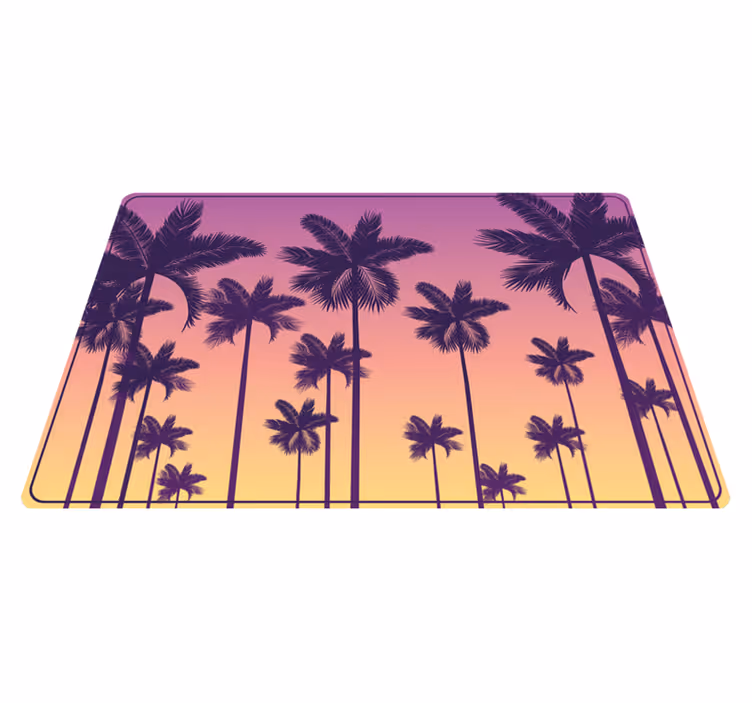 Covor vinil cu aspect de natura silueta apusului tropical - TenStickers
