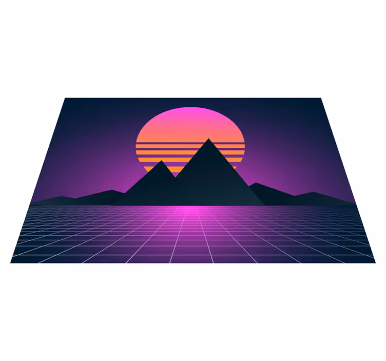 Covor de vinil epocă geometrie retro apus de soare - TenStickers