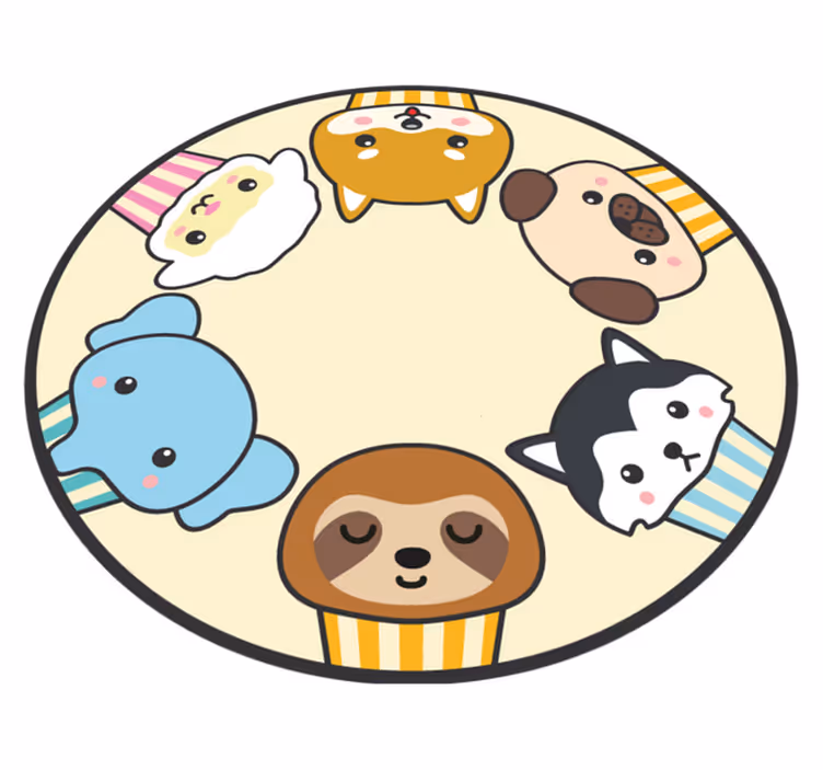 Covor de vinil pentru copii fețe de animale desenate - TenStickers