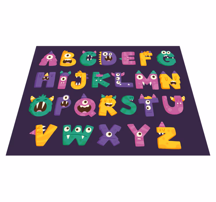 Desen animat monstru alfabet vinil alfabet covor - TenStickers