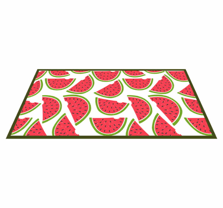 Covor vinil flori și plante model de felie de pepene verde - TenStickers