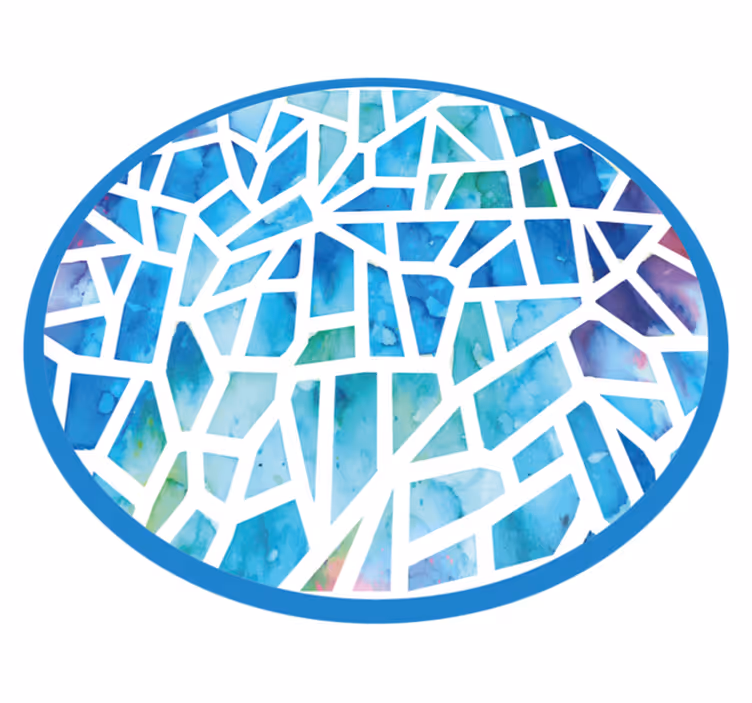Covor vinil albastru mozaic acuarelă - TenStickers
