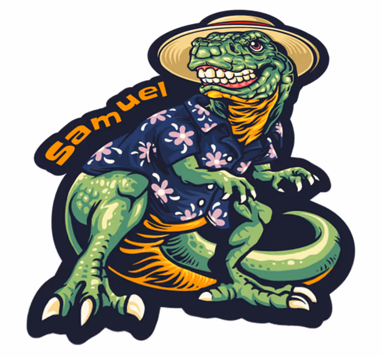 Covor de vinil cu nome ținută de vacanță de dinozaur - TenStickers