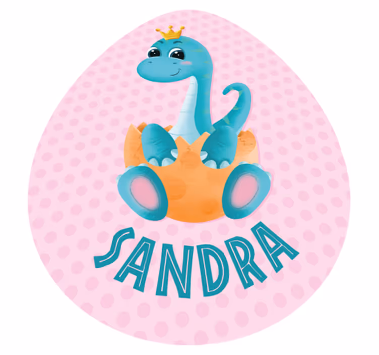 Dinozaur cu coroană și covor de vinil cu nume - TenStickers