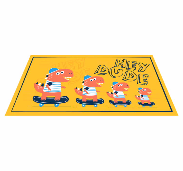 Covor de vinil pentru copii dinozauri care fac skateboard - TenStickers