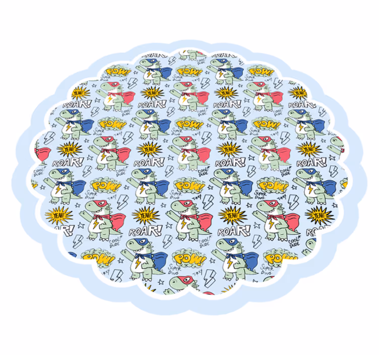 Covor de vinil pentru copii dinosauri super-eroi - TenStickers