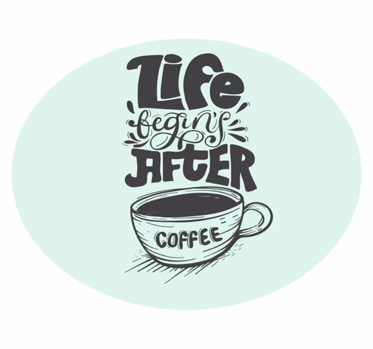 Siluetă ceașcă de cafea cu covor modern cu litere - TenStickers