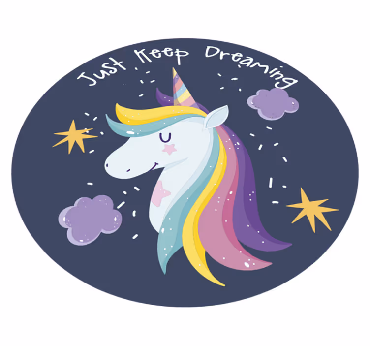 Continuă să visezi cu covor de vinil pentru copii unicorn - TenStickers