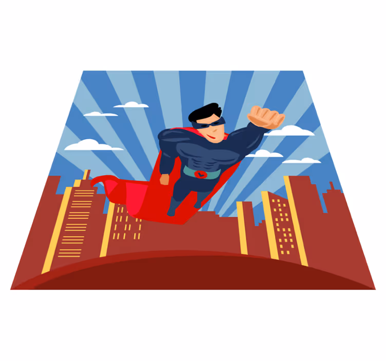 Covor de vinil pentru copii care zboară cu supereroi - TenStickers