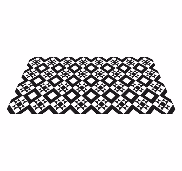 Covor de țiglă geometrică alb-negru - TenStickers