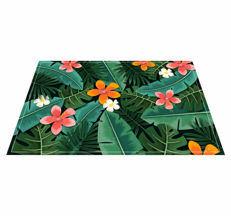 Flori și frunze de junglă covor floral - TenStickers