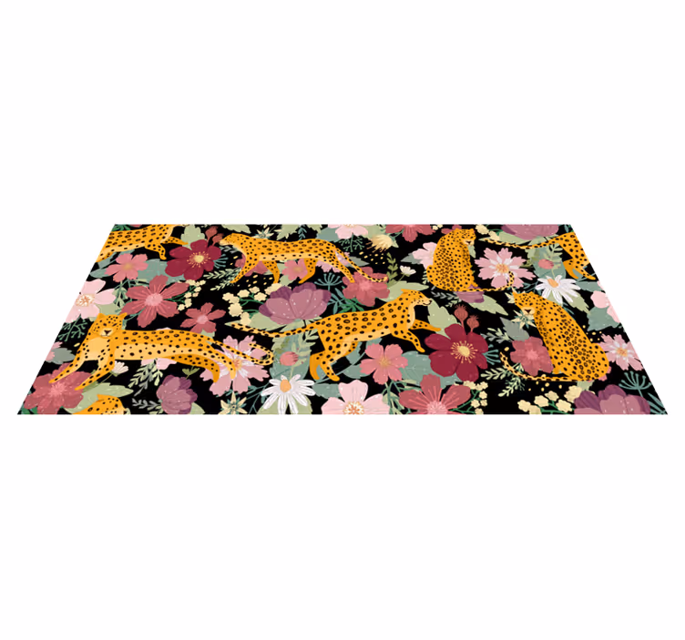 Covor din vinil cu flori cu imprimeu leopard - TenStickers