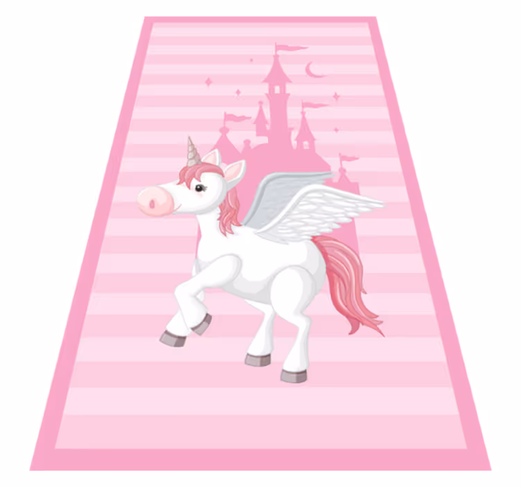 Covor de vinil unicorn cu printesa castel pentru copii - TenStickers