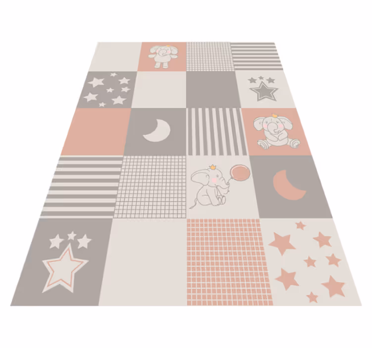 Covor de vinil pentru copii teren de joacă elefant patchwork - TenStickers