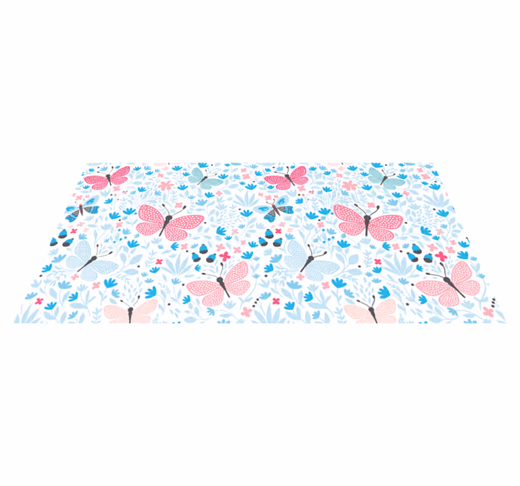 Covor vinil flori și plante fluture floral - TenStickers