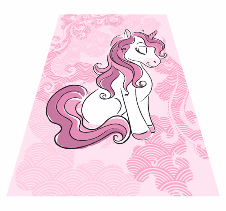 Unicorn sărind pe nori covor de vinil pentru copii - TenStickers