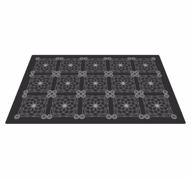 Covor vinil negru modele florale geometrice - TenStickers
