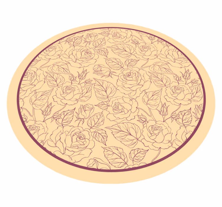 Covor vinil flori și plante model trandafir rotund - TenStickers